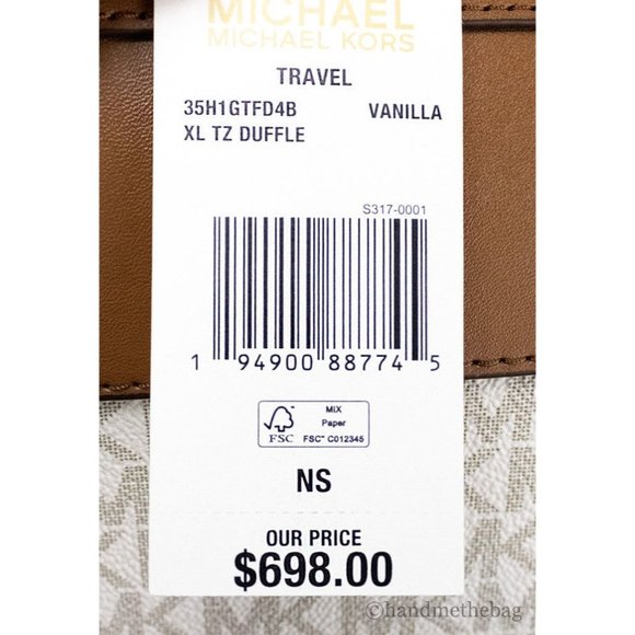 Michael Kors Travel XL Vanilla Top Handle Zip Duffle Weekender Luggage Bag - Picture 4 of 7